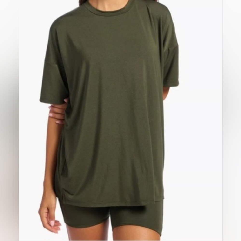 Nuuds Olive Green Relaxed Crewneck Tee